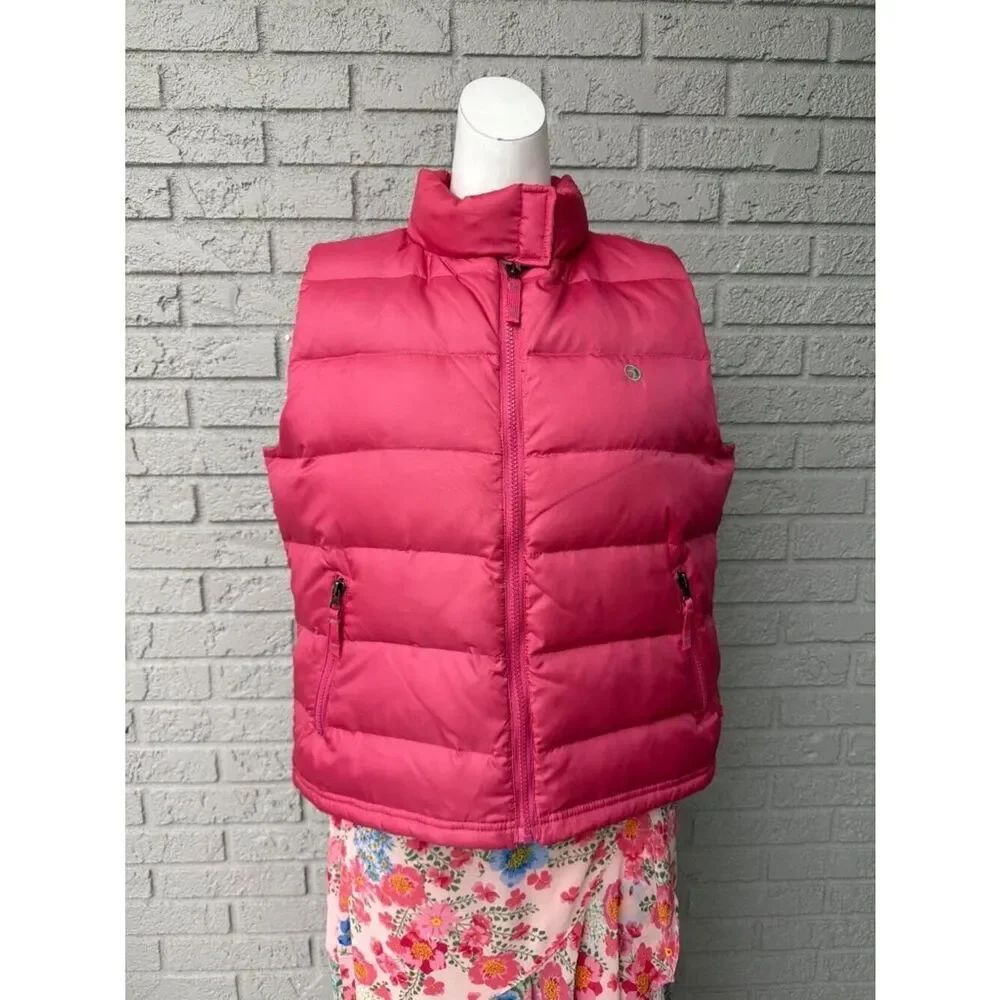 Duck Head Hot Pink Full Zip Preppy Lightweight Women's Puffer Vest Size L